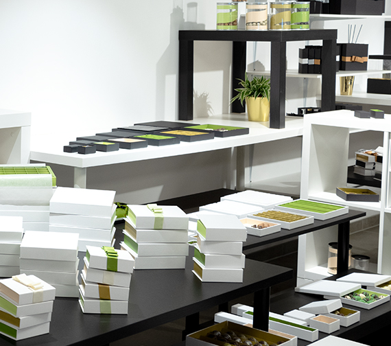 Showroom en verpakkingen van De Coster